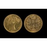 Queen Victoria 22ct Gold Shield Back/Young Head Full Sovereign. Date 1853, London mint.