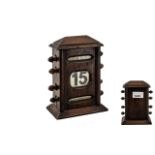 Edwardian Period Oak Cased Desk Top Perpetual Calendar, Gives Month, Day and Date.