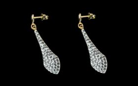 Large 9ct Gold Earrings Loaded with Lovely Sparkly Stones. Earrings of Lovely Quality and Design.