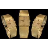 Omega - 18ct Gold 1970's Dress Wrist Watch, With Integral 18ct Gold Mesh Bracelet,