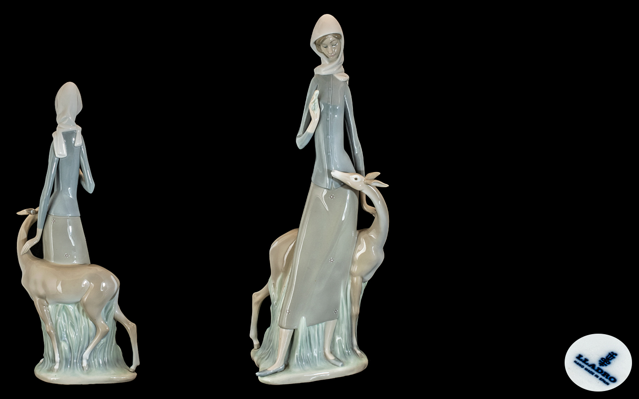 Lladro - Large Hand Painted Porcelain Figurine - Titled ' Diana ' Model No 4514. Issued 1969 - 1981.