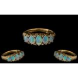 Antique Period - Ladies Superb and Attractive 9ct Gold 5 Stone Opal and Diamond Set Ring.