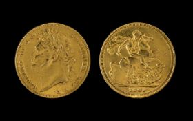 George IIII 22ct Gold Full Sovereign - Date 1821.