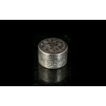 Silver Pill Box. Silver Pill Box, Fully Hallmarked For Silver, Floral Design to Top.