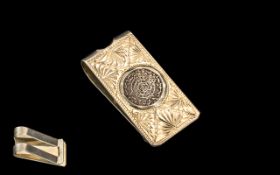 Silver Money Clip. Money Clip of Lovely Decoration, Stamped Silver. Please Confirm with Photo.