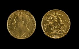 George IV 22ct Gold Double Sovereign, date 1823. London mint.