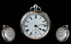 Edwardian Period Heavy Sterling Silver Open Faced Pocket Watch (key wind), movement No. 41330.