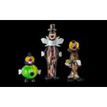 Murano - Wonderful Trio of Multi-Colour Glass Novelty Clown Figures. c.1960 - 1970.