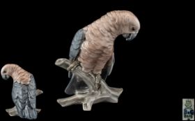 Bing and Crondahl Superb Quality Hand Painted Porcelain Bird Figure ' Parrot ' On a Twig. Designer
