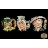 Royal Doulton - Fine Trio of Hand Painted Large Character Jugs ( 3 ) In Total. Comprises 1/ The Cook