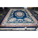 Large Chinese Embossed Floral Decorated Carpet of Fine Quality Weave, WIth Floral Border,