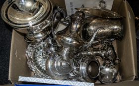 A Box Containing a Quantity of Silver Plated Items to include serving dishes, tureens,