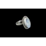 Moonstone Solitaire Ring, size R; 6.