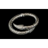 A White Metal Snake Bracelet, bracelet formed as scales. Marked Whiting and Davis Company.