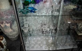 Large Collection of Victorian Etched Glasses, including wine, sherry, tumblers, port, liqueur, etc.