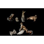 Collection of Animal Figurines, comprising beautiful small Royal Copenhagen porcelain figure of a