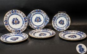 Set of Antique 19th Century Minton Bone China Plates, Imari Pattern.