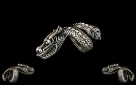 Silver Chinese Dragon Ring.