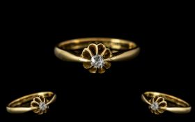 An Antique 18ct Gold Diamond Ring, set with a central old cut diamond, fully hallmarked. Weight 2.