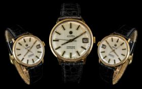 Roamer - Stingray Rotodate 9ct Gold Cased Mechanical Wind Wrist Watch,