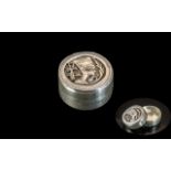 Egyptian Revival Silver Pill Box. Pill Box In the Egyptian Style, Hallmarked for Silver.