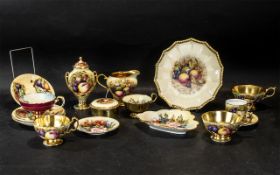 Collection of Aynsley Fruit Pattern Porcelain, some pieces hand painted,