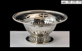 Edwardian Period Attractive Sterling Silver - Open-worked Footed Dish of Small Proportions.