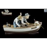 Lladro - Superb Large and Impressive Hand Painted Porcelain Figure ' Fishing With Gramps ' with