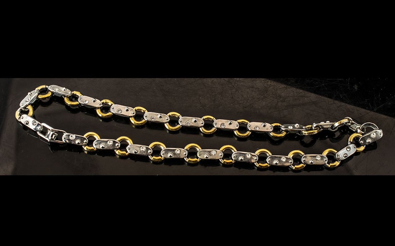 Silver And Gold Spacers Contemporary Necklace of Unusual Design.