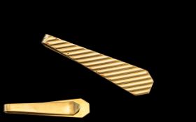 Gentleman's 14ct Gold Tie Pin, In the Form of a Striped Tie. Marked 14ct. Length 2.25 Inches - 5.