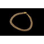 Ladies - 9ct Gold Ornate Double Fancy Link Bracelet. With Full Hallmark for 9.375. Good Clasp.