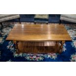 Brights of Nettlebed Oak Coffee Table rectangular form, turn support, plank base,
