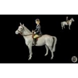 Beswick - Hand Painted Seated Rider and Horse Figure ' Huntswoman ' Grey. Model No 1671. Designer A.