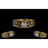 9ct Gold - Attractive Single Stone Diamond Ring. Excellent Quality Both Shank & Setting.