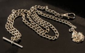 Double Albert Chain with Full Hallmarked T-Bar. 24 Inches In length.