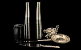 A Collection of Silver and Silver Plated Ware to include pair of sterling silver bottle holders