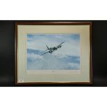 Large Print of 'Mosquito' Plane, mounted and framed behind glass, measures overall 27" x 22".