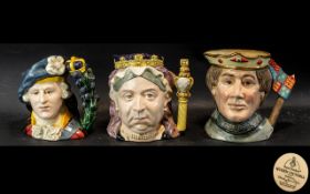 Royal Doulton - Fine Trio of Hand Painted Character Jugs ( 3 ) Comprises 1/ Special Edition Queen