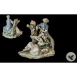 Lladro - Large and Impressive Hand Painted Porcelain Figure Group ' Romantic Group ' Model No 4662,