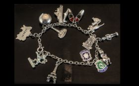 Silver Charm Bracelet Loaded with Charms. Silver Charm Bracelet With Some Unusual Charms.