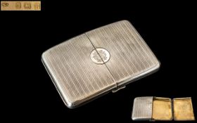 Sterling Silver Push Button Spring Action Two Door Cigarette Case,