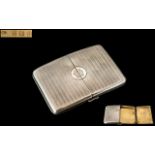 Sterling Silver Push Button Spring Action Two Door Cigarette Case,