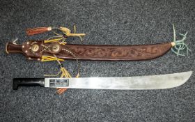 Large Sword In Leather Sheaf. Corneta Sword In Leather Sheaf, Blade 24 Inches.