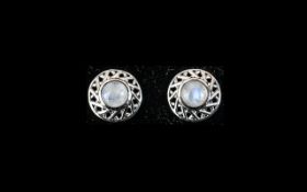 Moonstone Pair of Stud Earrings,