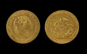 George III 22ct Gold Full Sovereign - Date 1820.