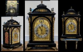 A substantial Victorian gilt metal mounted Ebonised Musical Bracket Clock, in the George II taste,
