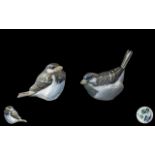 Royal Copenhagen Pair of Hand Painted Porcelain Bird Figures ( 2 ) In Total. Comprises 1/