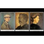 Lawrence Stephen Lowry RBA 1887 - 1976 ' The Lowry's ' A Triptych - Depicting Self Portrait,