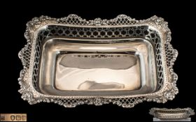 Goldsmiths and Silversmiths Co Superb Quality Sterling Silver Dish, With Ornate Open-worked Borders,