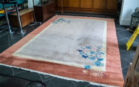 Large Room Size Rug, hand crafted in China. 8' x 11'. Pale colours with floral decoration.